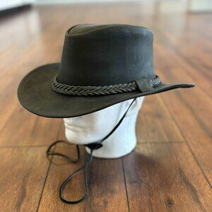 Real Leather Hats Western Style for Men and Women shapeable Brim vintage look.